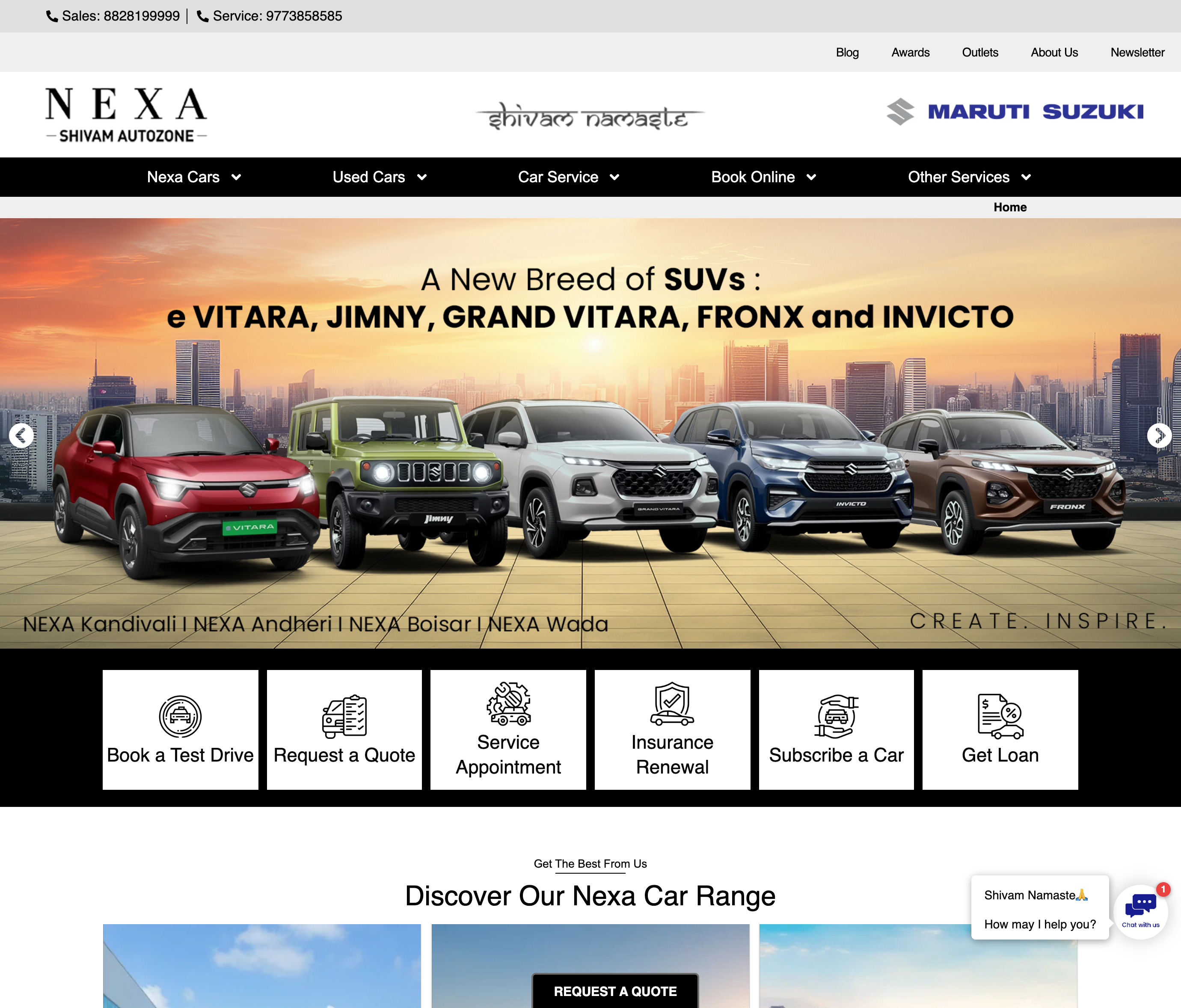 Shivam Nexa - Automotive dealership website